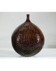 Large Artisan Ceramic Vase with Glossy Honeycomb Texture in Deep Brown Tones-11. Asian & Chinese Furniture, Art, Antiques, Vintage Home Décor for sale at FEA Home