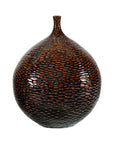 Large Artisan Ceramic Vase with Glossy Honeycomb Texture in Deep Brown Tones-14. Asian & Chinese Furniture, Art, Antiques, Vintage Home Décor for sale at FEA Home