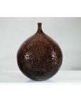 Large Artisan Ceramic Vase with Glossy Honeycomb Texture in Deep Brown Tones-2. Asian & Chinese Furniture, Art, Antiques, Vintage Home Décor for sale at FEA Home