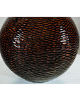 Large Artisan Ceramic Vase with Glossy Honeycomb Texture in Deep Brown Tones-5. Asian & Chinese Furniture, Art, Antiques, Vintage Home Décor for sale at FEA Home