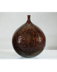 Large Artisan Ceramic Vase with Glossy Honeycomb Texture in Deep Brown Tones-9. Asian & Chinese Furniture, Art, Antiques, Vintage Home Décor for sale at FEA Home