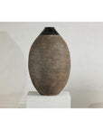 Large Artisan Ceramic Vase with Matte Black Neck and Textured Brown Body-13. Asian & Chinese Furniture, Art, Antiques, Vintage Home Décor for sale at FEA Home