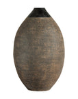 Large Artisan Ceramic Vase with Matte Black Neck and Textured Brown Body-13. Asian & Chinese Furniture, Art, Antiques, Vintage Home Décor for sale at FEA Home