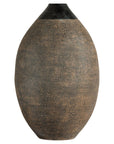 Large Artisan Ceramic Vase with Matte Black Neck and Textured Brown Body-1. Asian & Chinese Furniture, Art, Antiques, Vintage Home Décor for sale at FEA Home
