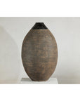 Large Artisan Ceramic Vase with Matte Black Neck and Textured Brown Body-3. Asian & Chinese Furniture, Art, Antiques, Vintage Home Décor for sale at FEA Home