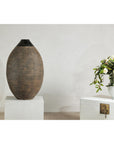 Large Artisan Ceramic Vase with Matte Black Neck and Textured Brown Body-3. Asian & Chinese Furniture, Art, Antiques, Vintage Home Décor for sale at FEA Home