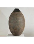 Large Artisan Ceramic Vase with Matte Black Neck and Textured Brown Body-7. Asian & Chinese Furniture, Art, Antiques, Vintage Home Décor for sale at FEA Home