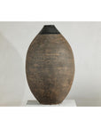 Large Artisan Ceramic Vase with Matte Black Neck and Textured Brown Body-9. Asian & Chinese Furniture, Art, Antiques, Vintage Home Décor for sale at FEA Home