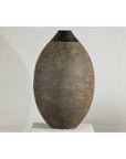 Large Artisan Ceramic Vase with Matte Black Neck and Textured Brown Body-9. Asian & Chinese Furniture, Art, Antiques, Vintage Home Décor for sale at FEA Home