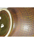 Large Ceramic Vase with Intricate Textured Pattern in Brown & Green - image 11