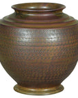 Large Ceramic Vase with Intricate Textured Pattern in Brown & Green - image 1