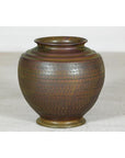 Large Ceramic Vase with Intricate Textured Pattern in Brown & Green - image 2