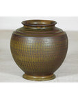 Large Ceramic Vase with Intricate Textured Pattern in Brown & Green - image 4
