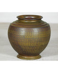 Large Ceramic Vase with Intricate Textured Pattern in Brown & Green - image 5