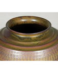 Large Ceramic Vase with Intricate Textured Pattern in Brown & Green - image 7