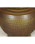Large Ceramic Vase with Intricate Textured Pattern in Brown & Green - image 8