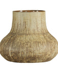 Large Ceramic Vase with Textured Cream and Earth Tones