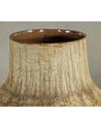Large Ceramic Vase with Textured Cream and Earth Tones