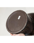 Large Ceramic Vase with Wide Mouth & Speckled Brown Glaze
