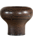 Large Ceramic Vase with Wide Mouth & Speckled Brown Glaze