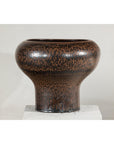 Large Ceramic Vase with Wide Mouth & Speckled Brown Glaze