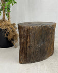Large Dark Brown Reclaimed Tree Trunk Side Pedestal Table - FEA Home