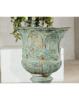Large Decorative Bronze Urn with Verdigris Patina and Classical Relief Motifs-10. Asian & Chinese Furniture, Art, Antiques, Vintage Home Décor for sale at FEA Home