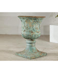 Large Decorative Bronze Urn with Verdigris Patina and Classical Relief Motifs-13. Asian & Chinese Furniture, Art, Antiques, Vintage Home Décor for sale at FEA Home