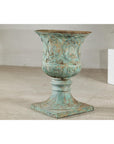 Large Decorative Bronze Urn with Verdigris Patina and Classical Relief Motifs-14. Asian & Chinese Furniture, Art, Antiques, Vintage Home Décor for sale at FEA Home