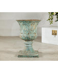 Large Decorative Bronze Urn with Verdigris Patina and Classical Relief Motifs-16. Asian & Chinese Furniture, Art, Antiques, Vintage Home Décor for sale at FEA Home