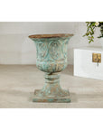 Large Decorative Bronze Urn with Verdigris Patina and Classical Relief Motifs-17. Asian & Chinese Furniture, Art, Antiques, Vintage Home Décor for sale at FEA Home