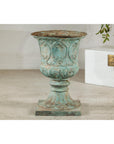 Large Decorative Bronze Urn with Verdigris Patina and Classical Relief Motifs-18. Asian & Chinese Furniture, Art, Antiques, Vintage Home Décor for sale at FEA Home
