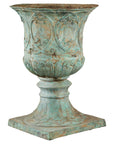 Large Decorative Bronze Urn with Verdigris Patina and Classical Relief Motifs-1. Asian & Chinese Furniture, Art, Antiques, Vintage Home Décor for sale at FEA Home