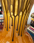 Large Golden Amber Vase with Dramatic Drip Glaze Finish, SKU , image 5