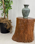 Large Honey Brown Reclaimed Tree Trunk Side Pedestal Table - FEA Home