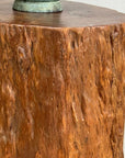 Large Honey Brown Reclaimed Tree Trunk Side Pedestal Table - FEA Home