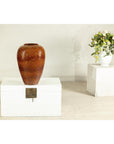 Large Honeycomb-Textured Ceramic Vase with Amber Glaze - image 4