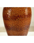 Large Honeycomb-Textured Ceramic Vase with Amber Glaze - image 6