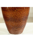 Large Honeycomb-Textured Ceramic Vase with Amber Glaze - image 7