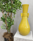 Large Lemon Yellow Crackle Glazed Ceramic Vase, SKU , image 2