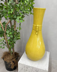 Large Lemon Yellow Crackle Glazed Ceramic Vase, SKU , image 3