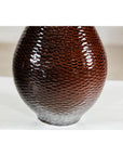Large Mahogany Brown Ceramic Vase with Honeycomb Texture - image 11