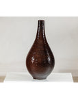 Large Mahogany Brown Ceramic Vase with Honeycomb Texture - image 13