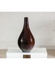 Large Mahogany Brown Ceramic Vase with Honeycomb Texture - image 18