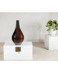 Large Mahogany Brown Ceramic Vase with Honeycomb Texture - image 2