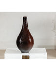 Large Mahogany Brown Ceramic Vase with Honeycomb Texture - image 3