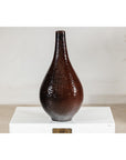 Large Mahogany Brown Ceramic Vase with Honeycomb Texture - image 7