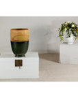 Large Ochre & Green Ceramic Planter with Earth-Tone Finish - image 4
