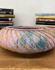 Large Pink and Blue Pastel Ceramic Bowl with Woven Design - FEA Home
