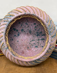 Large Pink and Blue Pastel Ceramic Bowl with Woven Design - FEA Home